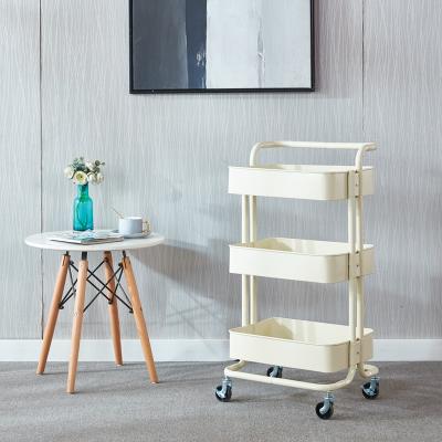 China Modern Custom Storage Organizer 3 Tiers Small Storage Craft Metal Rolling Kitchen Serving Cart for sale