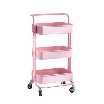 China Modern New Style Kitchen Household Storage Rack Trolley Mobile 3 Layer Trolley for sale