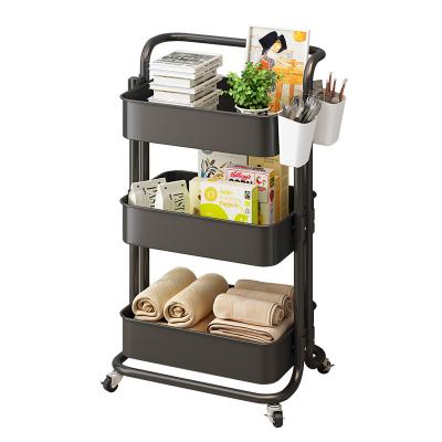 China Modern Hot Sale Kitchen Storage Roller Block 3 Tiers Carts Carts With Handle for sale