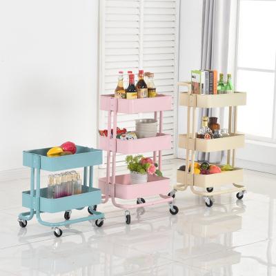 China Modern Cheap Price Kitchen Vegetable Storage Cart 3-Tier Furniture Metal Home Mobile Serving Rolling Cart for sale