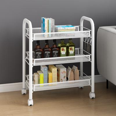 China Laundry Garden Book Storage Modern Stainless Steel 3 Tier Rolling Service Foldable Cart with Drawers and Wheels for sale