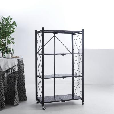 China Sustainable 4 Tier Mesh Wire Metal Basket Storage Organizer Rack Rolling Cart For Kitchen for sale