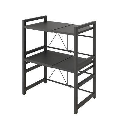 China Viable Newcomer Wholesale Expandable 2 Tier Kitchen Organizers Holding Adjustable Microwave Oven Shelf Rack for sale