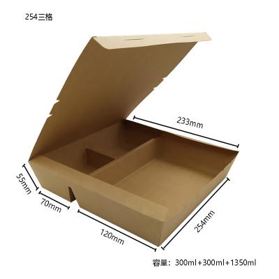 China Folded 3 Compartment Paper Take Out Boxes For Fast Food Packaging for sale