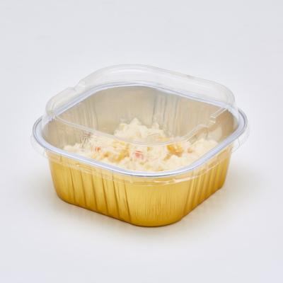 China Gouden Beschikbare van de het Voedselcontainer van de Aluminiumfolie het Bakselpannen van Tin Foil Food Trays Turkey met Plastic Hitte - verzegel Deksel Te koop