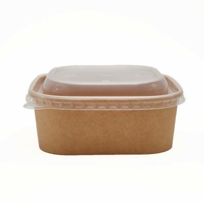 China 650ml Square Kraft PE Lined Microwavable Paper Food Take Out Containers for sale