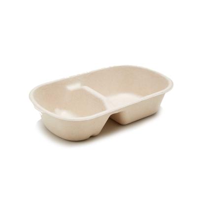 Chine Deux le bloc supérieur biodégradable de bagasse de canne à sucre du conteneur 25OZ de compartiment sortent la boîte à vendre