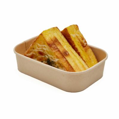 China 16oz Rectangular Paper Take Out Boxes Bamboo Fiber PE Lined Microwavable for sale