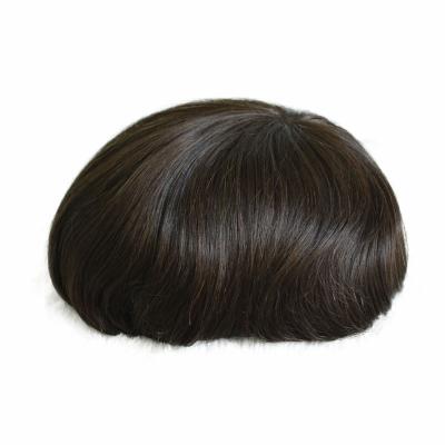 China Cheap Full Body PU Skin Toupee Hair Injection Super Thin Skin Toupee Replacement Hair Toupee For Men for sale