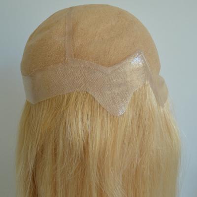 China Euoprean Virgin Human Hair Silky Straight Blonde Color Hair Full Lace Wig for sale