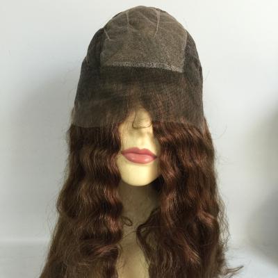 China China Virgin Silk Top Hair Color Body Wave 16Inch Full Lace Brown Wig With Fast Shipping for sale