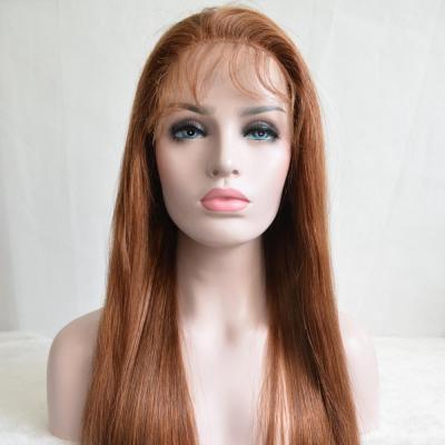 China Red Silky Straight Wave Tone Color Human Hair Full Lace Wig With Fast Shipping for sale