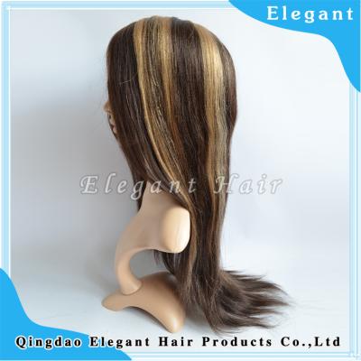 China Sale Silky Straight Top Wave Hair Wig Dark Brown Hair With Highlights Blonde Hair Wigs for sale