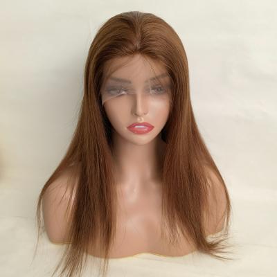 China LOOP Stock 14 Inch Brown Color #5 FRENCH Silk Head Hair Full Lace Wig for sale