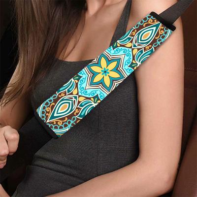 China Universal Entry Luxury Vintage Flower Print Car Seat Belt Protect Shoulder Pads Car Decoration Flower Pattern Car Seat Belt Covers for sale