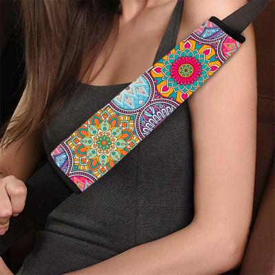 China Universal Entry Luxury Vintage Flower Print Car Seat Belt Protect Shoulder Pads Car Decoration Flower Pattern Car Seat Belt Covers for sale