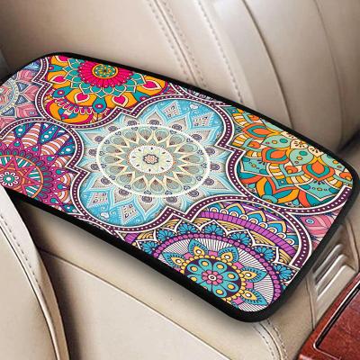 China Flower Pattern Car Armrest Pad Vintage Front Entry Flower Printing Car Armrest Pad Decorative Luxury Colorful Auto Car Armrest Pad for sale