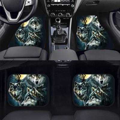 China 1set 4pcs Sports 1set 4pcs Car Pattern Universal Floor Mats Fashion Wolf Moon Print Car Decoration Rubber Floor Mats for sale