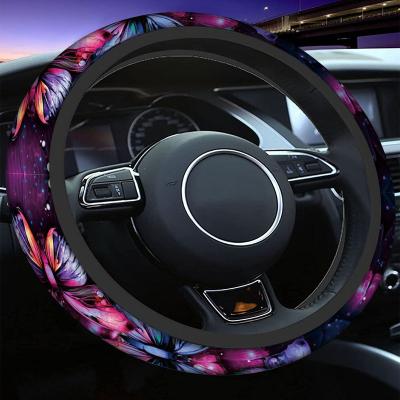 China Cute/Cartoon Amazon Steering Wheel Covers Hot Selling Car Butterfly Pattern Steering Wheel Cover Printing Butterfly Decoration for sale