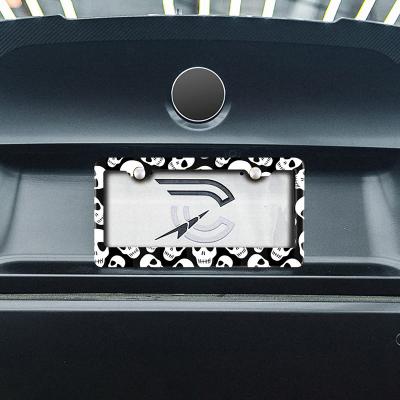 China Universal business fashion skull gray card plate view car decoration skull pattern gray card plate frame for sale