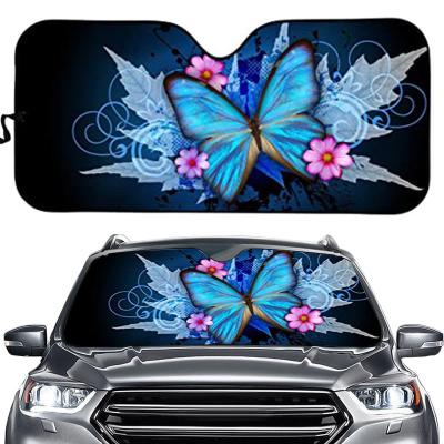 China High Quality Customizable Automobile Front Window Cardboard Butterfly Pattern Car Printing Sunshade General Purpose Vehicle Sunshad for sale