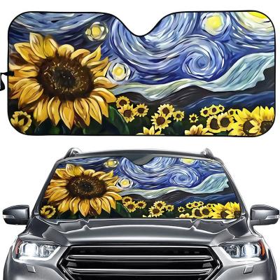 China Customizable High Quality Car Front Window Cardboard Car Sunflower Printing Sunshade General Purpose Vehicle Customizable Sunshade for sale