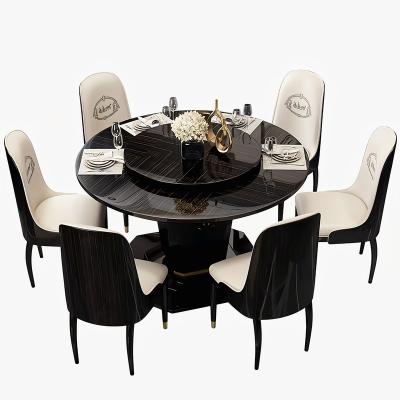 China Modern Dining Room Furniture Dining Table Chair Set Solid Wood Luxury Style Modern Design European Leather Dining Room Furniture Set for sale