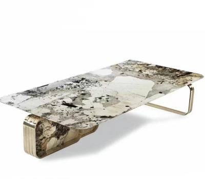 China Modern Living room furniture Italian natural stone coffee table Modern design Luxury style hardware table legs coffee table for sale