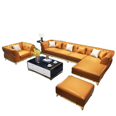 China Sofa  Bed Modern Sofa Furniture Set Luxury Style Genuine Leather  Corner Soft Comfort Sofa Chair Set for sale