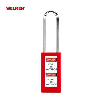 China Lab RED Steel 76MM Long Shackle Body Security Lockout Tagout Padlock for sale