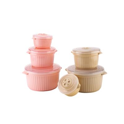 China 2022 New Popularity Stored Air Vent Microwave Storage Boxes 3pc PP Plastic Food Container Set for sale