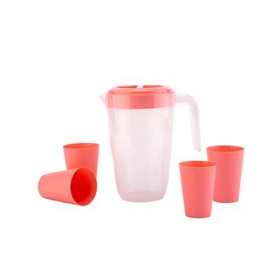 China Minimalist Unique Design Hot Sale Drinkware Pitcher Plastic Cold Water Jug With Cups for sale