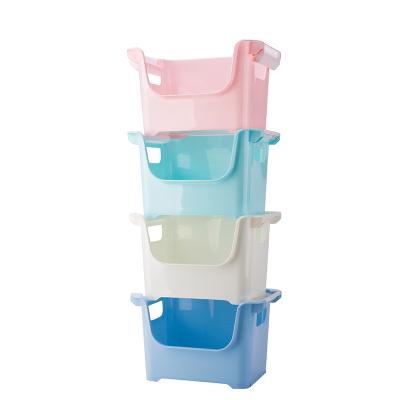 China Top Quality Macaron Color Stackable Storage Box Storage Plastic Basket for sale