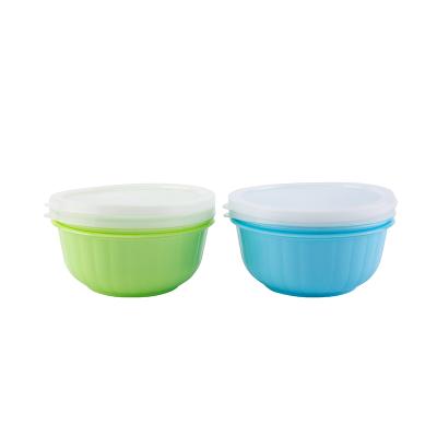 China Sustainable Multiple Color Reusable Plastic PK Salad Soup Bowl Plastic Serving Bowl With Lid for sale