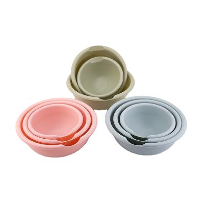 China Good Quality Color Sustainable Hot Selling Mixing Bowls 3 Pcs Nesting Plastic Bowl Sets With Pour Spouts for sale