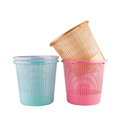 China Lidless Round Plastic Waste Bins Paper Kitchen Trash Can Manufacturer Plastic Dustbin for sale