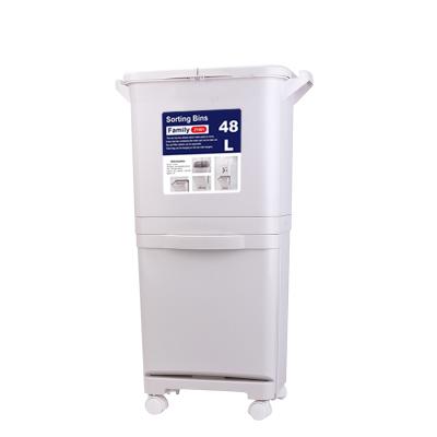 China Pressing type hot sale best quality double layer plastic dry and wet separation plastic trash can with lid for sale