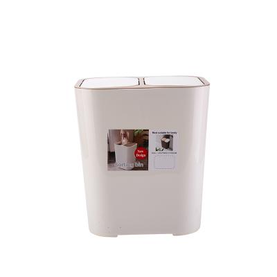 China White Rubbish Classified Trash Can Double-lid Double-barrel Pressing Type Household And Kitchen for sale