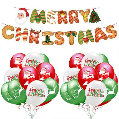 China Outdoor Bursting Merry Christmas Letter Flag Banner and Latex Balloon Set Garland Xmas Christmas Fireplace Backdrop Party Decoration Kit for sale