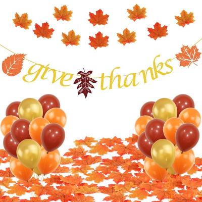 China Reusable Gold Glitter Give Thanks Letter Banners Garland with Latex Balloon Set Happy Thanksgiving Day Festival Party Supplies for sale