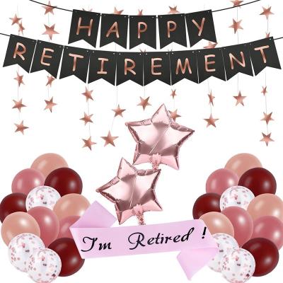 China Non-Toxic Happy Retirement Banner Paper Bunting Flag I'm Retired Sash Latex Foil Balloon Retirement Party Decoration Kit for sale