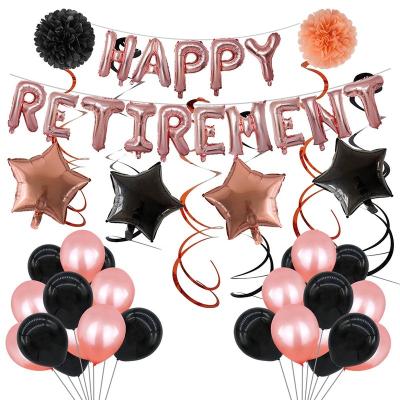 China Eco-Friendly Materials 16 Inch Women's Happy Retirement Letter Balloon Set Kit Retirement Party Decoration Arrangement Gold Balloon Set for sale