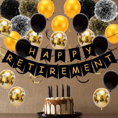 China Modern Happy Retirement Letter Foil Banner Paper Flower Ball Set For Happy Retirement Party Decoration Costume for sale