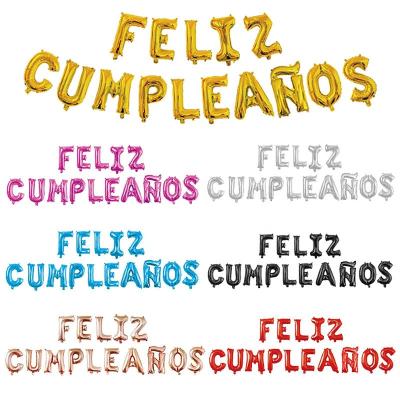 China Reusable Hot Selling Spanish Birthday Globos De Letras Banner De Feliz Cumpleanos Foil Ballon Happy 16 Inch Banner For Party Decor for sale