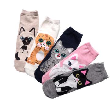 China QUICK DRY Japanese Korean Animal Cotton Teen Women Girls Cute Cat Trend Tube Socks for sale