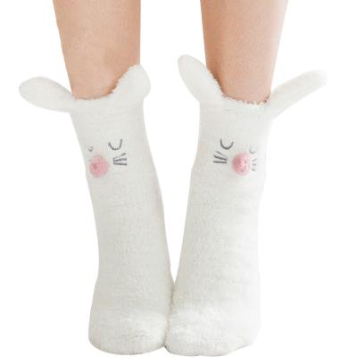 China QUICK DRY Ladies Velvet Floor Home Animal Coral Socks For Women Anti-slip for sale