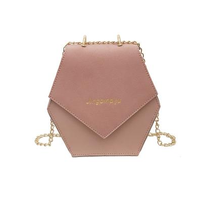 China Fashion Factory Frosted Hexagon Square Leather Fashion Shoulder Bag One Shoulder Messenger Bag for sale