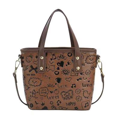 China Lady Fashion Embossed Portable Vegetable Basket Bucket Shoulder Messenger Bag for sale