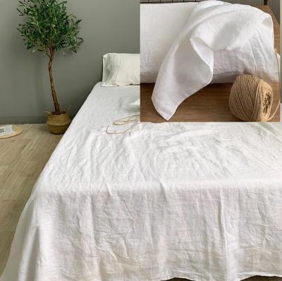 China Nondisposable 100% Natural Pure Linen French Linen Bedding Set Customize Solid Color Bed Sheets for sale