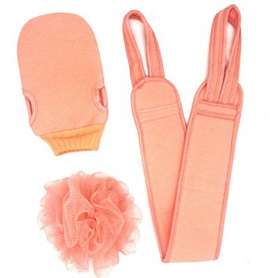 China EXFOLIATING Back Exfoliating Towel Glove Sponge Ball Scrubber with Three Piece Set for Exfoliating Dead Skin on Body for sale